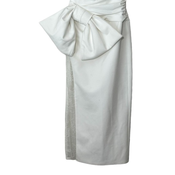 Katie May Natalie Bustier Oversized Bow Lace Insert Bodycon Midi Dress size XS - Picture 7 of 14